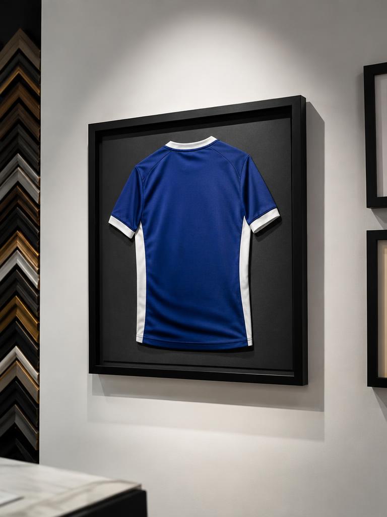 Framed sports and military memorabilia